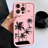 Coconut Tree Pattern Matte Phone Case For iPhone 16 Pro Max 15 Pro 14 13 12 11 Lens Protection Shockproof Soft TPU Bumper Cover