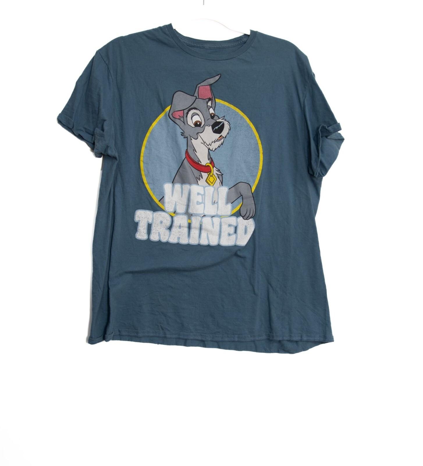 Disney Lady The Tramp Well Trained Graphic T-Shirt Blue Cotton Unisex Casual T M