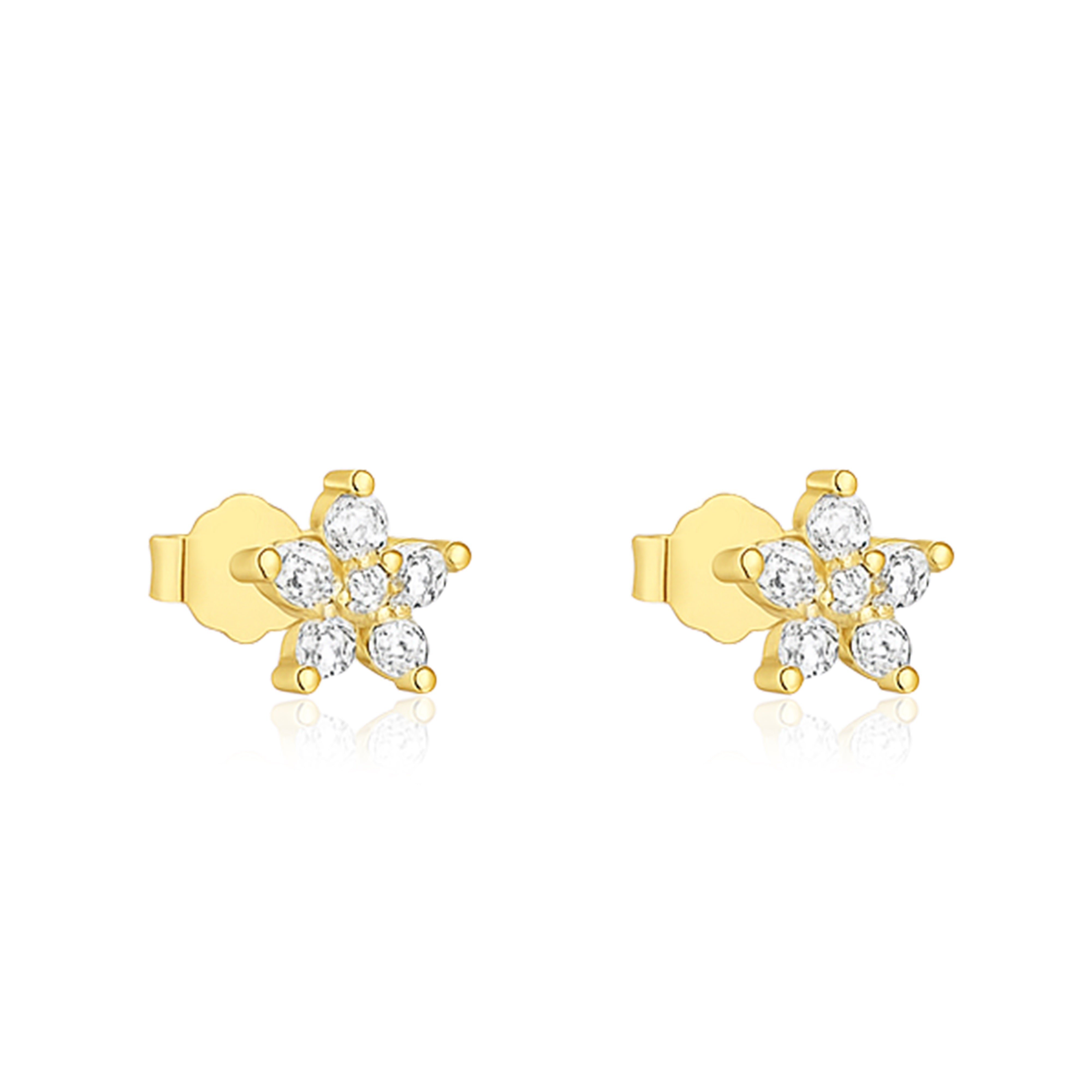 

Classic Floral Cluster Stud Earrings - 925 Sterling Silver Yellow Plated