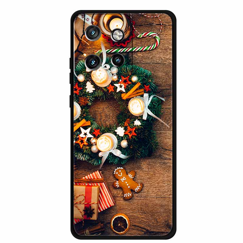 Christmas Cover For Motorola Moto G75 5G Black Silicone Cases TPU Santa Claus Christmas Tree Cover Deer For Moto G75 5G TPU case
