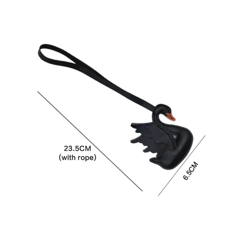 Handmade PU Leather Black White Swan Couple Keychain Cute Bag Charm Pendant Decoration Gift for Lover