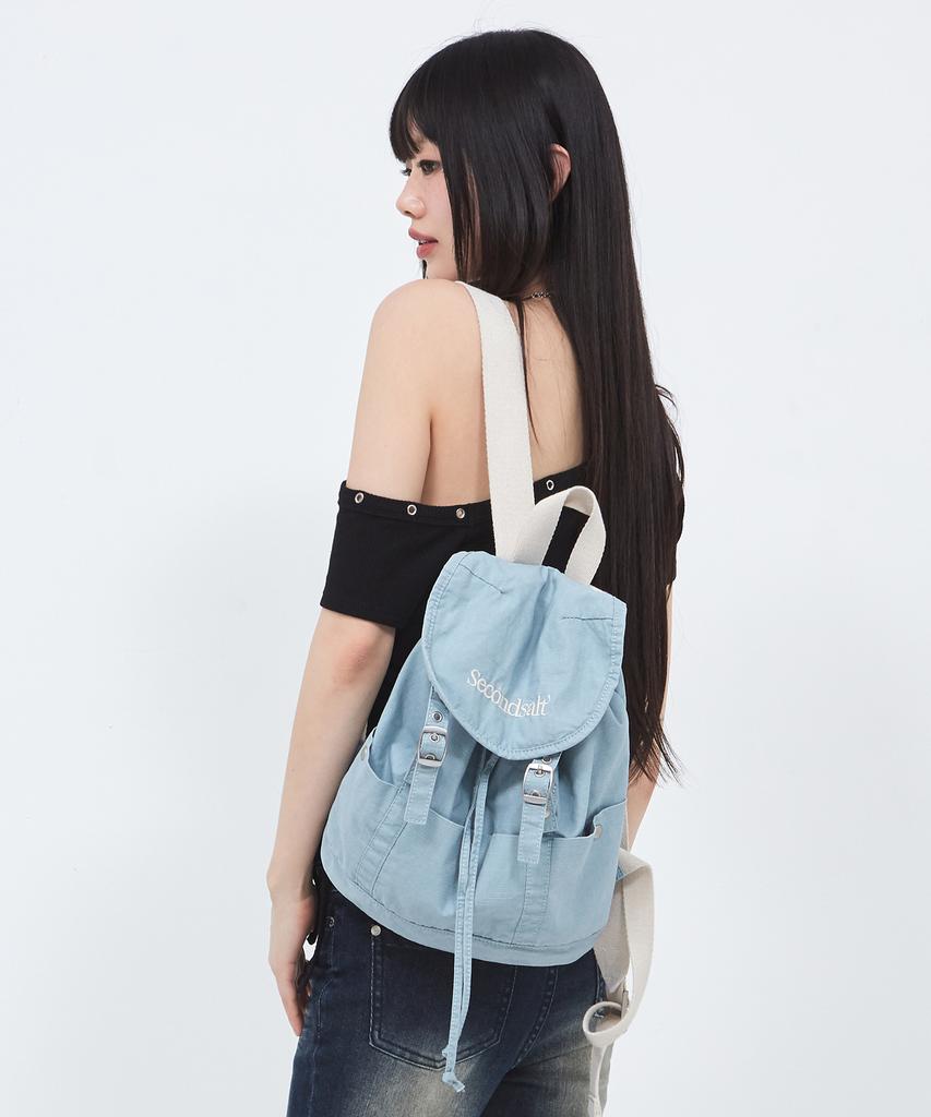 Secondsalt Washed Denim Mini Backpack (Sky Blue)