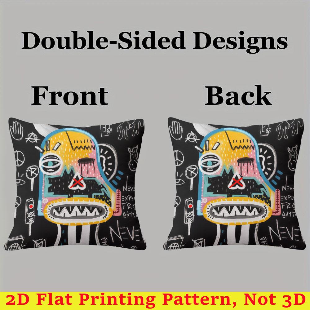 Graffiti - Style Abstract Square Jacquard Pillow Cover for Sofa Office Waist Cushion Cover Home Decorative Pillowcase