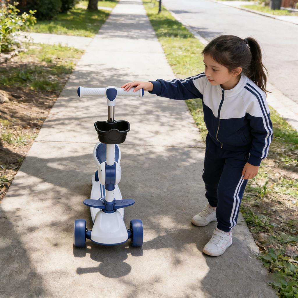 3 Wheel LED Light Up Scooter with 3 Wheels   Handlebar and Removable Seat Folding Scooter for Outdoor Activities