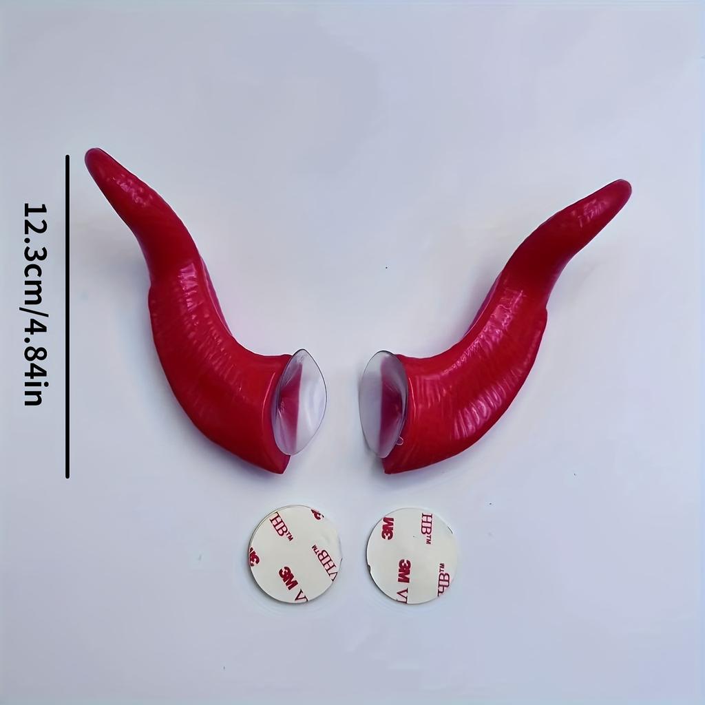 2pcs Sleeping Demon Horns Motorcycle Helmet Decal - Durable ABS Resin, High-Speed Racing Style Accessory for Bikes & Helmets