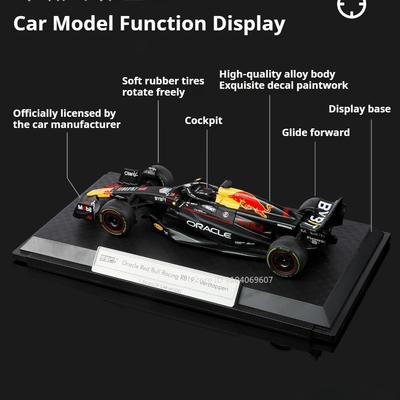 1:24 Modèle de Voiture Jouet Oracle Red Bull Racing RB19 Verstappen Glissement Avant Volant Directionnel Véhicules Collection Commémorative