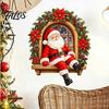 Seasonal Balcony Glass Decor Santa Claus Wall Sticker, Waterproof Removable PVC Decal, Easy Install Window Murals Decorative Art for Doors And