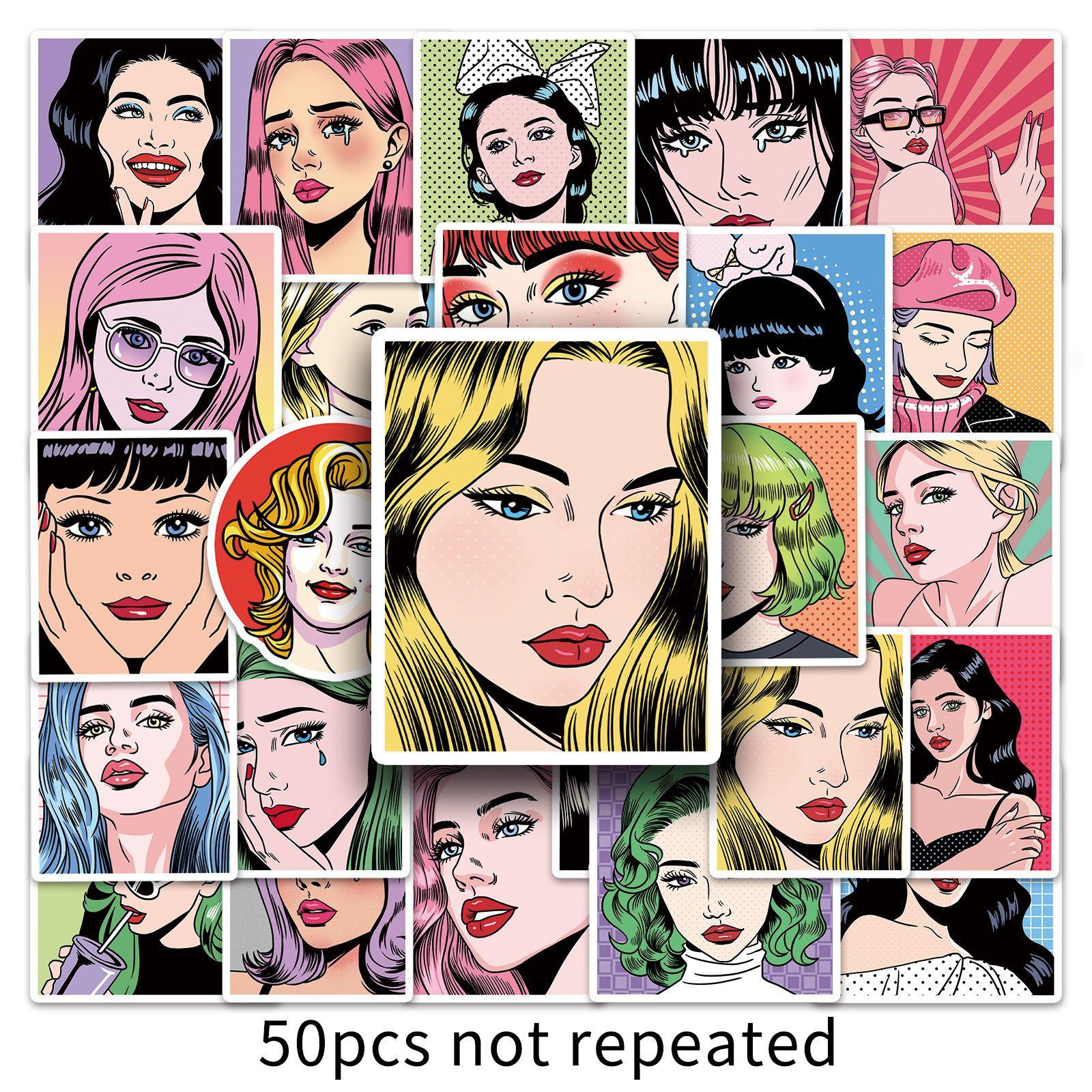 

50 граффити в стиле поп-арт, оригинальные трансграничные оригинальные карты Gu, украшение для книги, чехол для телефона, наклейки на чемодан, водонепроницаемые