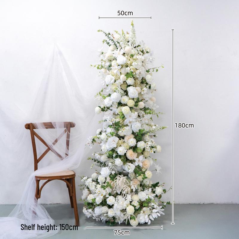 White Horn Artificial Floral Art Wedding Arch for Photography & DIY Decorations