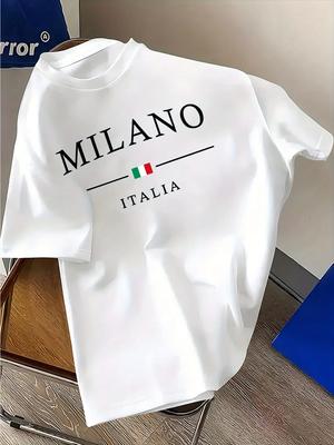 Zomermode heren T-shirt 100% puur katoen bedrukt casual Milaan Italiaans zacht en ademend T-shirt met korte mouwen voor heren