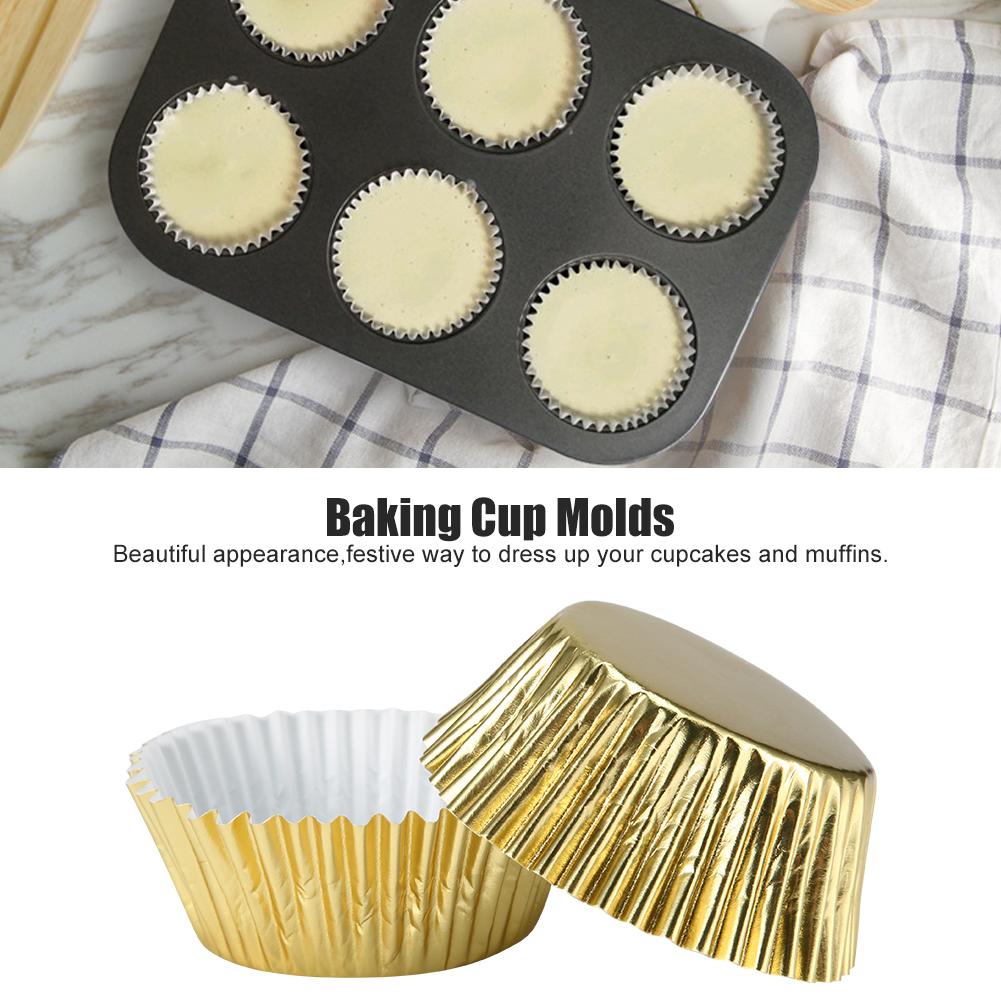 500PCS Aluminum Foil Paper Cake Cup Cupcake Liners Muffin Cases Kitchen Baking Tools