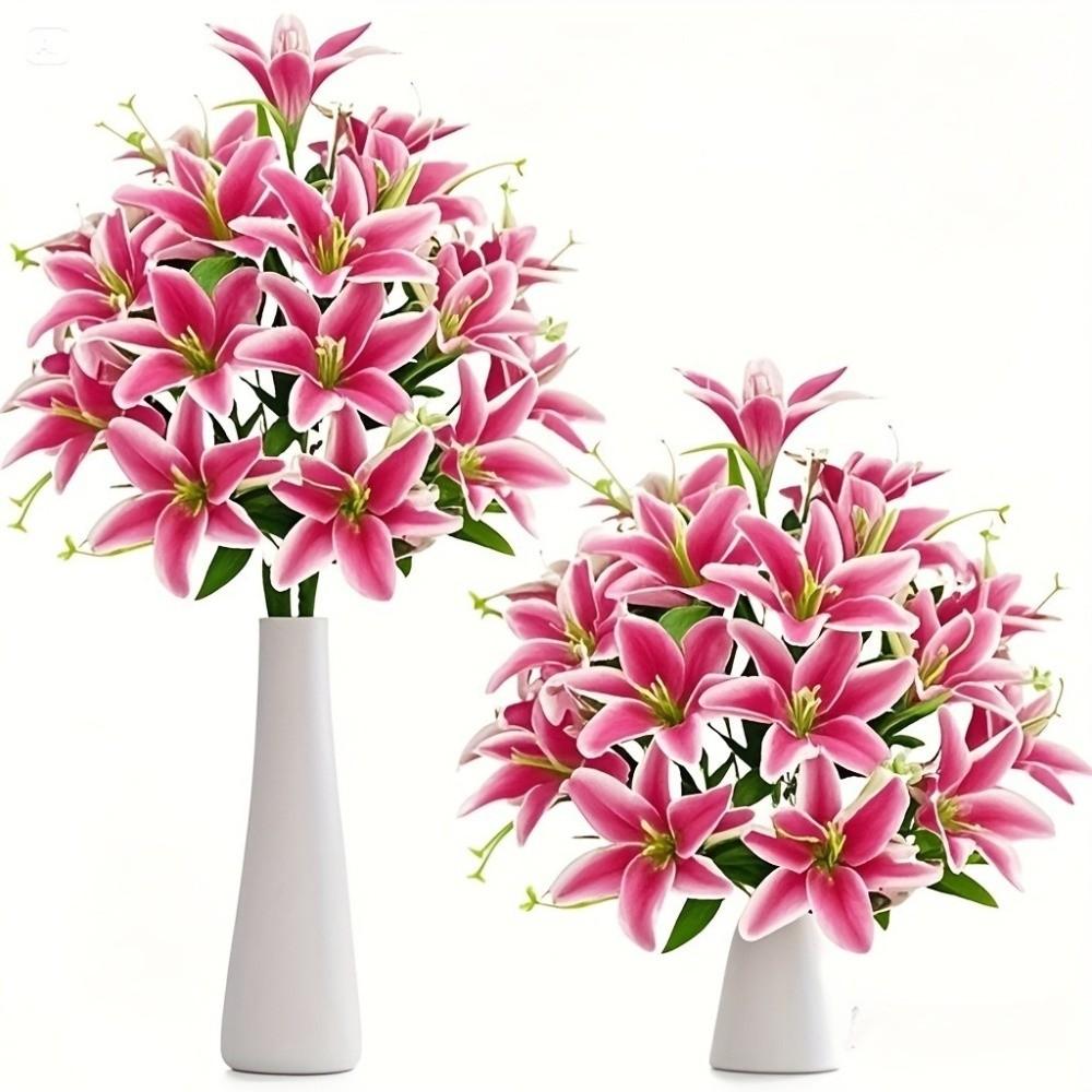 18 Heads Artificial Lilis Floral Arrangement DIY Flower Fake Flowers Realistic Plastic Simulation Flowers