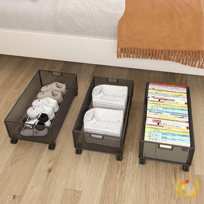 Flat Large Underbed Storage Box with Wheels - Drawer-Type Organizer for Clothes