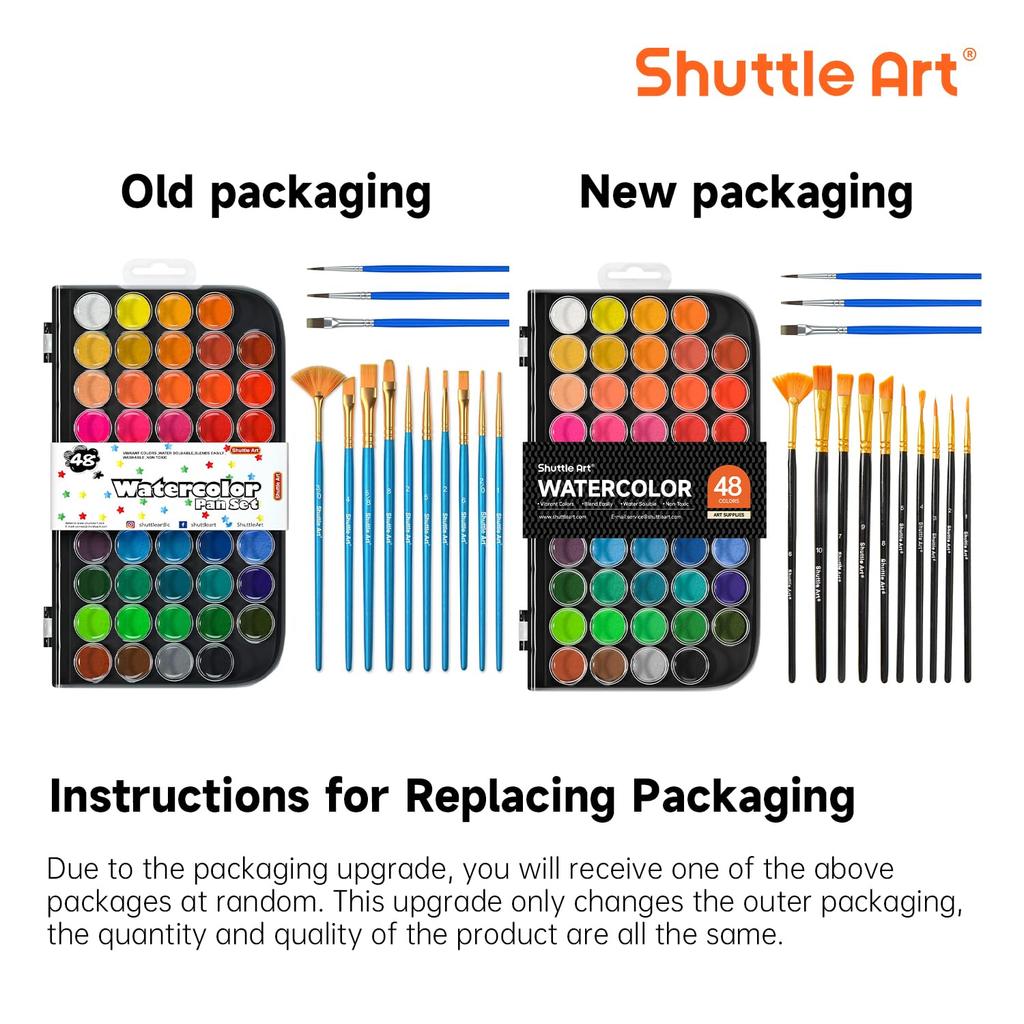 Shuttle Art Sada pevných akvarelových barev s 13 pro dospělé Akvarel a venkovní přenosná sada uměleckých potřeb pro a Skvělé barvy, 48-barevné štětce, paleta,
