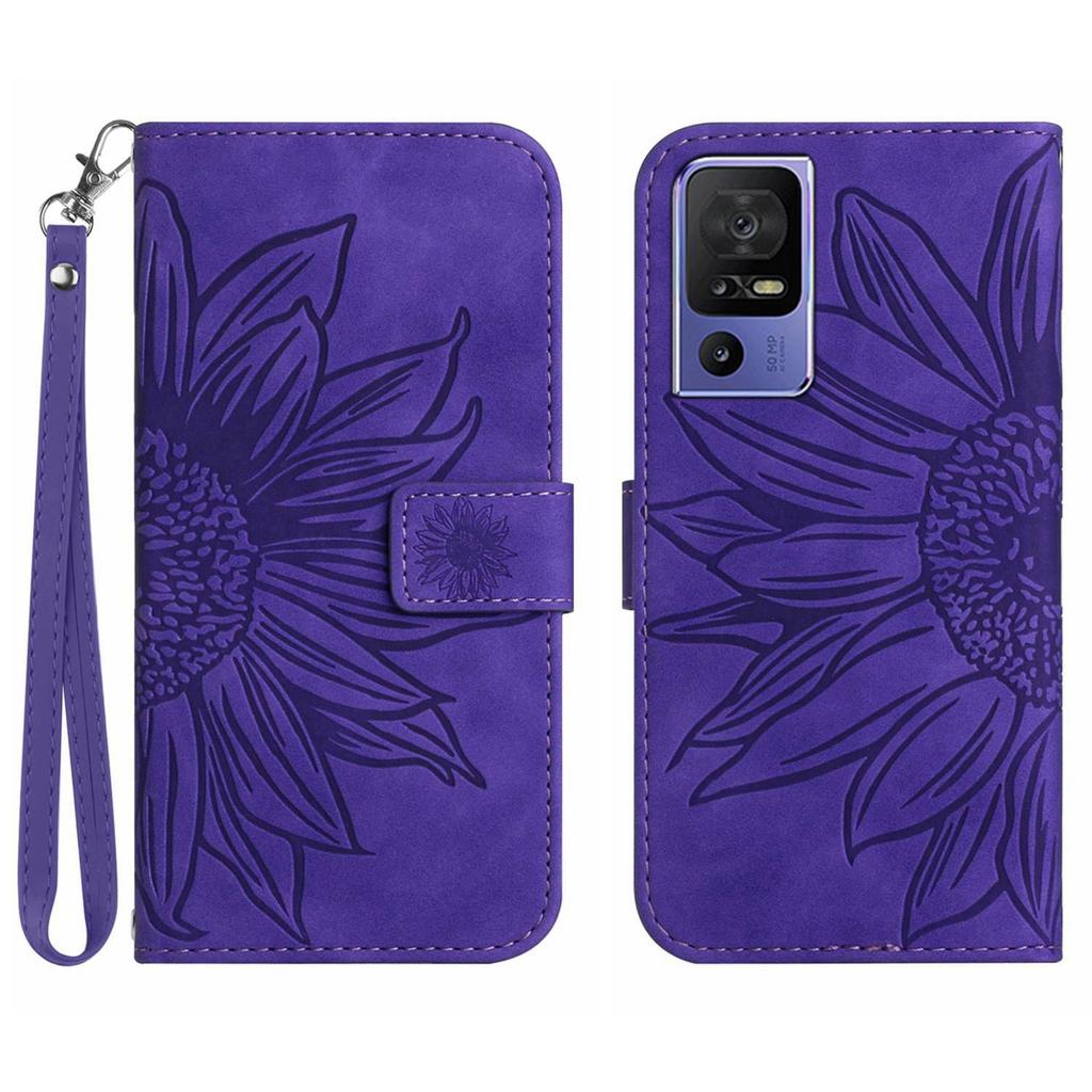 For Infinix Hot 12 Mobile Phone Leather Case TCL 40SE Frosted Sunflower Card Holder Protective Case