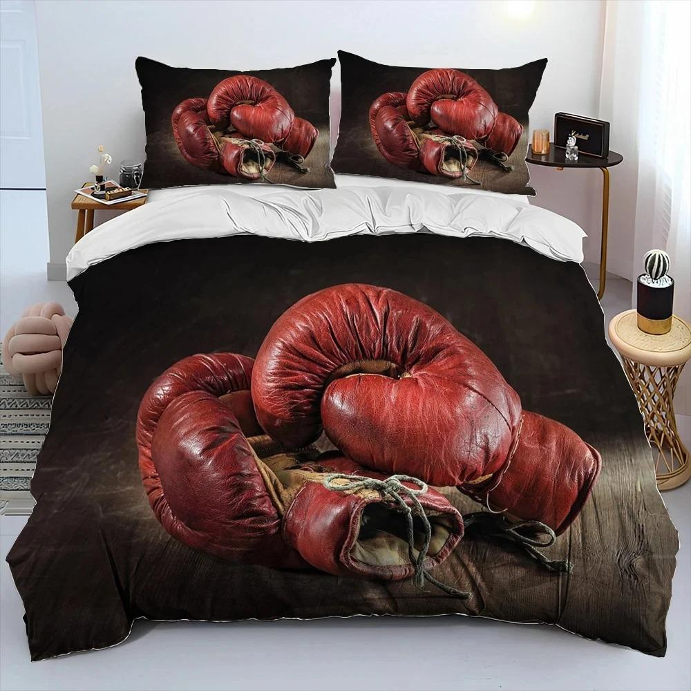 3D boxerské rukavice, boxerská bojová paplónová súprava, obliečka na perinu, obliečka na vankúš, posteľná súprava veľkosti King a Queen pre dospelých