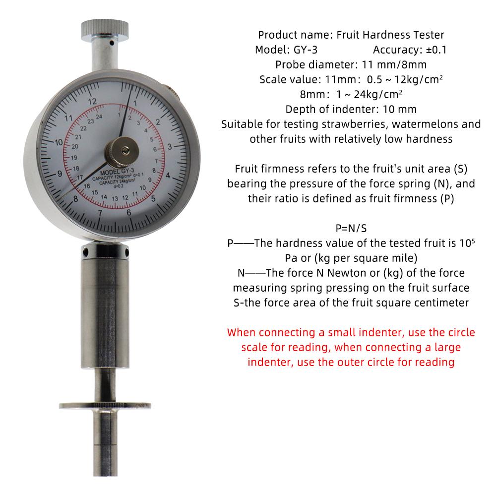 GY-2 Pointer Fruit Hardness Tester Fruit Penetrometer Oranges Apples Pears Grapes GY-3 Fruit Sclerometer Testing