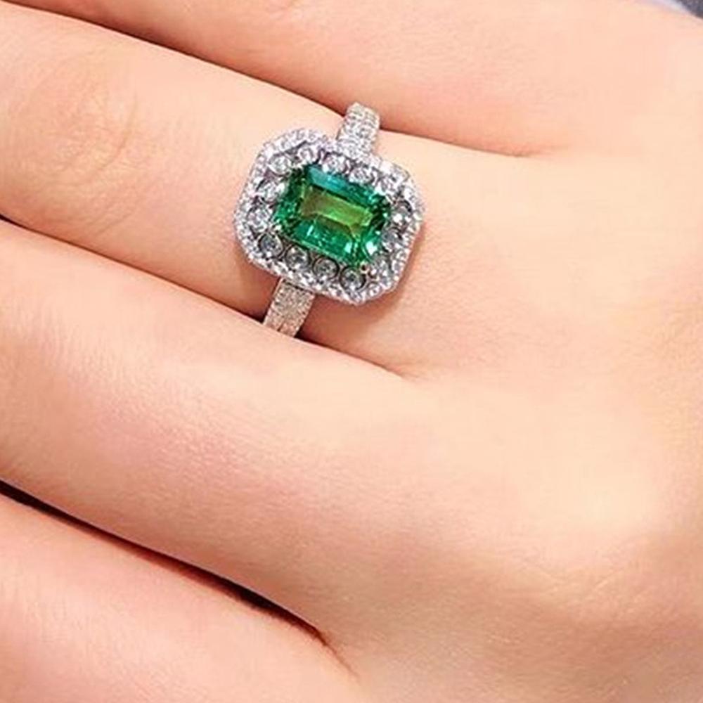 Green Cubic Zirconia Women's Ring Luxury Wedding Engagement Party Lady Ring Anniversary Gift 2022 New Jewelry