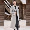 Bailuyu Women's Elegant Slim Fit Double-Breasted Long Wool Coat