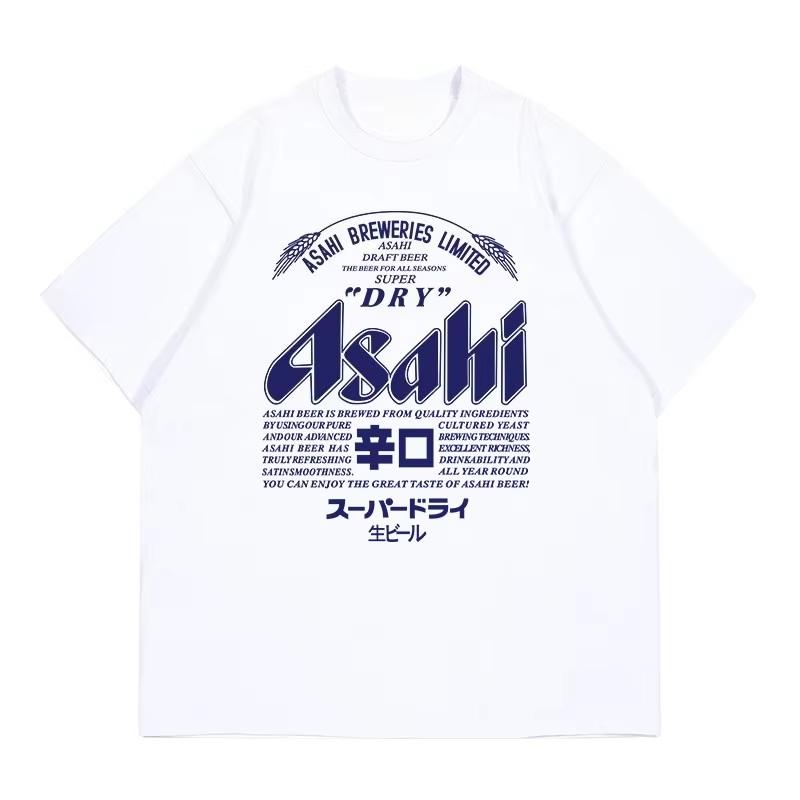 2026 Japanese Asahi Beer Tshirt Summer Unisexs and Womens Unisex Retro American Casual ShortSleeved Clothing Ins Y2k 2XL