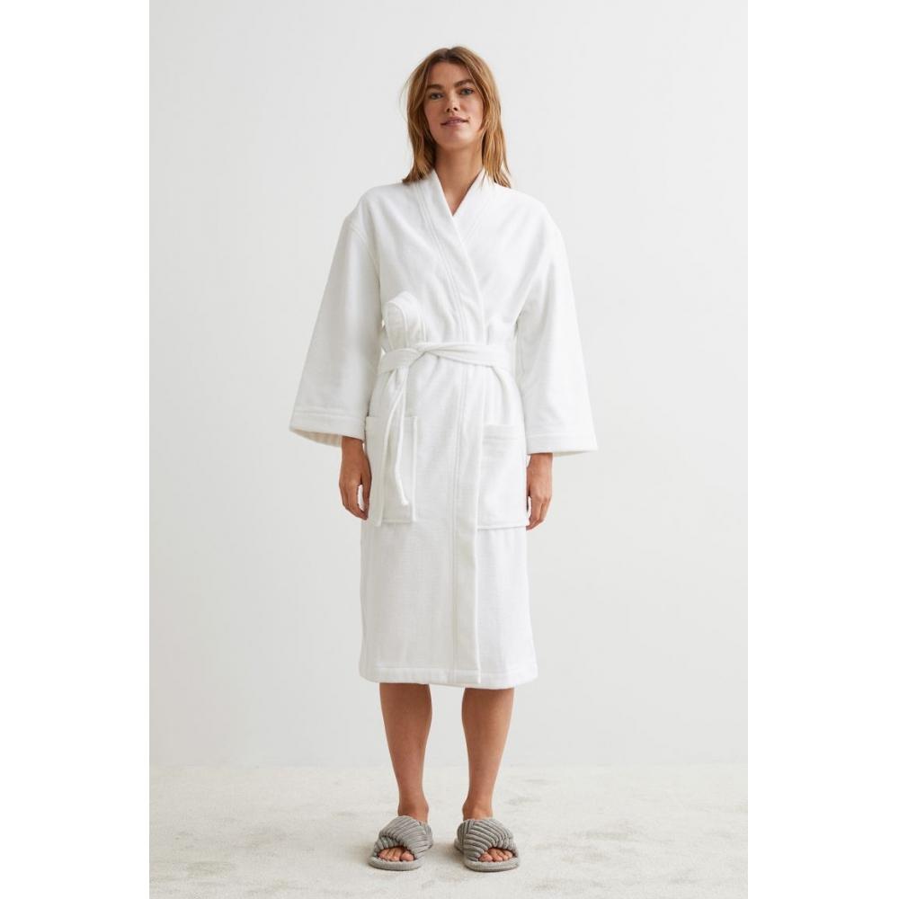Белое махровое банное платье H&M S/M/T — фото 3