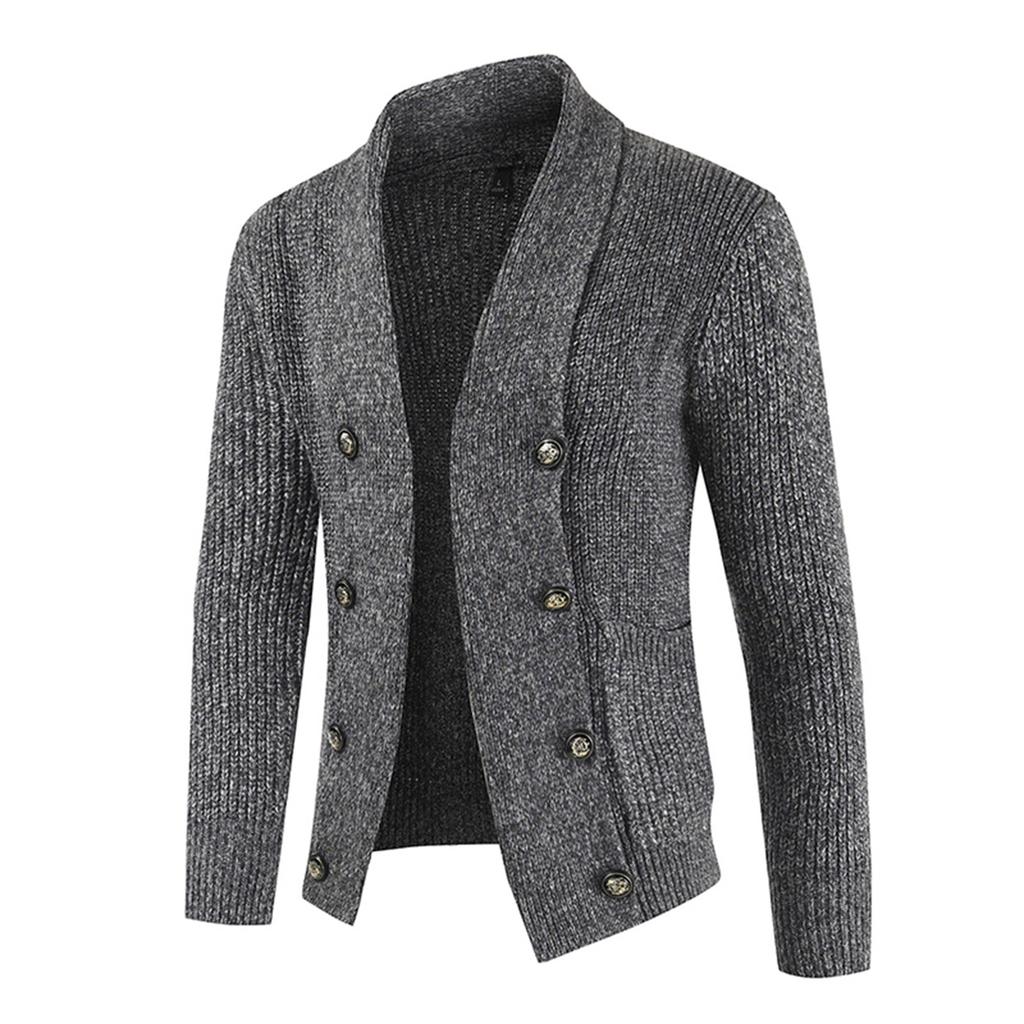 And Winter Men's Fashion Loose Cardigan Warm Lapel Jacket Sweater Knitted Coat