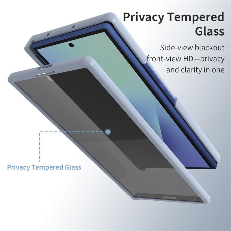 PU Leather With Touch Pen & Privacy Glass Film Phone Case For Samsung Galaxy Z Fold 7 6 5G With Hinge Shockproof Protectiv Cover