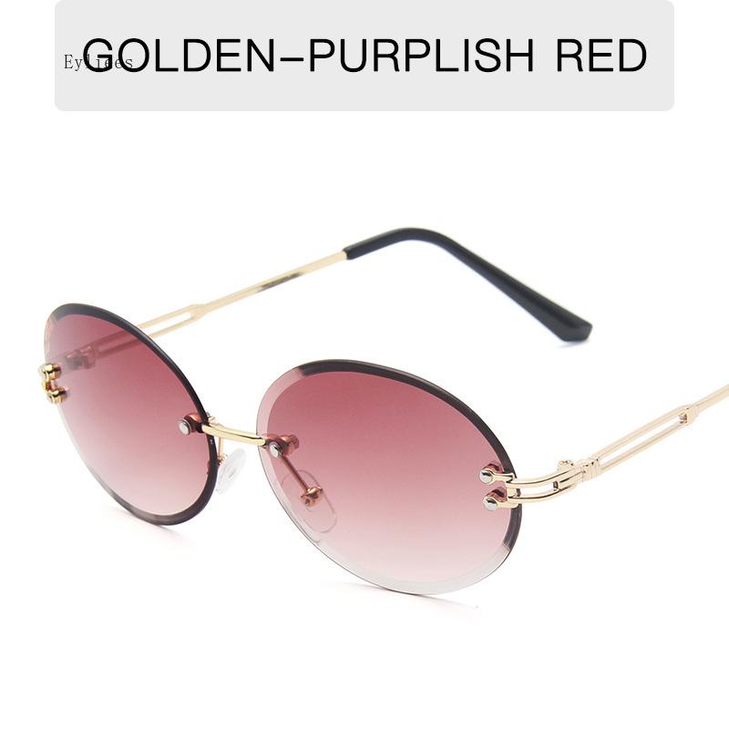 Round Shape Ladies Sunglasses Rimless Cut Edge Anti-glare  Sun Glasses for Women Vintage Retro Sunglasses Women Gafas De Sol