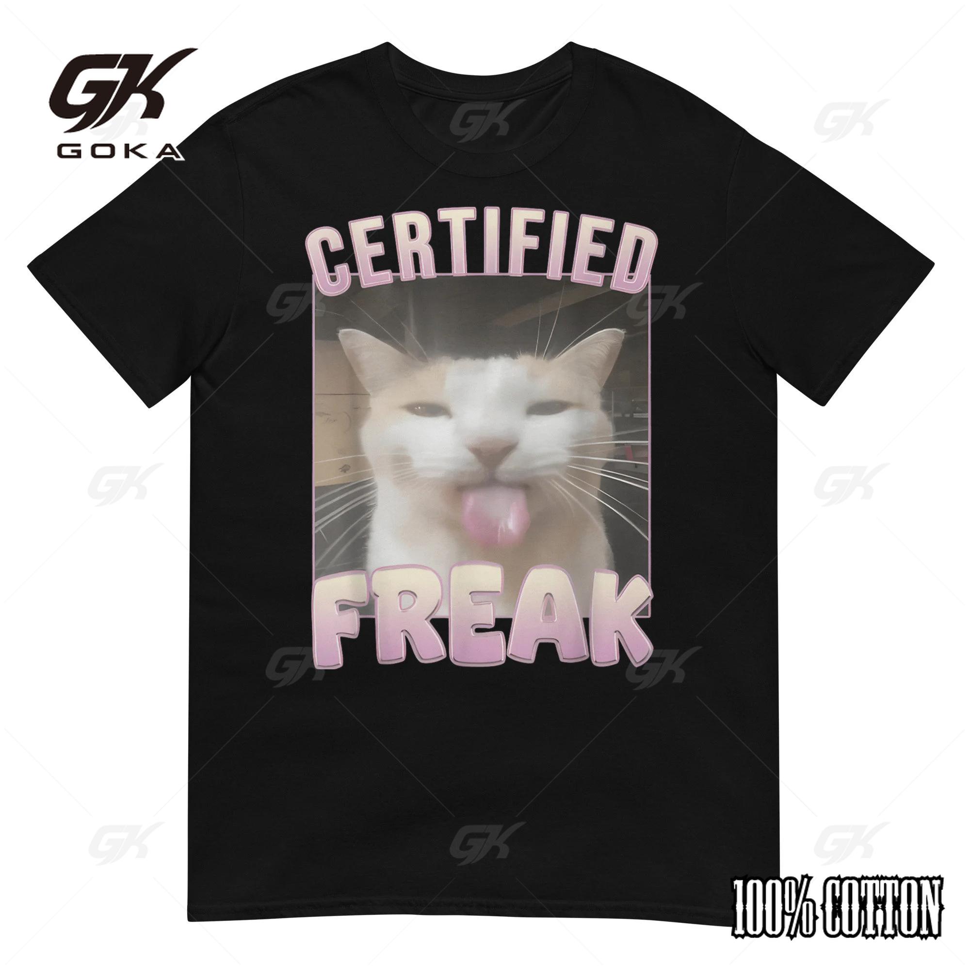 

Сертифицированный Фрик Смешной Кот Хлопковая Футболка Унисекс Мужская Женская Мерч Opium Винтажная Большого Размера Топ с Коротким Рукавом Футболка с Принтом Букв S-4xl 4XL