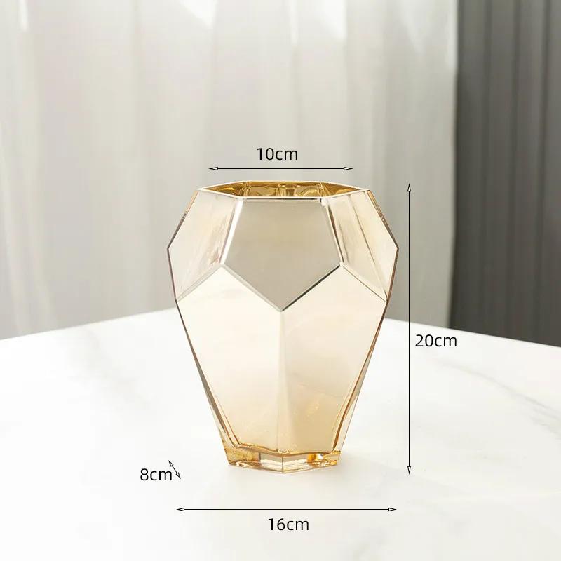 Nordic Style Electroplating Process Glass Vase Modern Decorative Vases Living Room Decoration Home Decor Vases For Interior