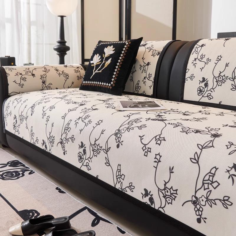 Summer Sofa Cushion Ice Silk Non-Slip Antique Mat Seat Cushion French High-End Summer Cool Cushion Leather Sofa Cover