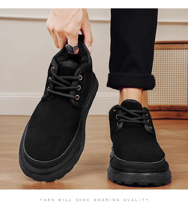 Northeast Herren 2025 Fleecegefütterte Pelz Schneestiefel - Warm, Dick zum Schnüren, Rutschfeste Winter Stiefeletten