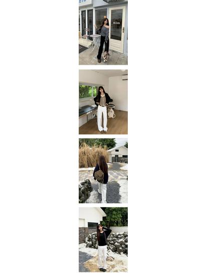 Where Is the Orange Tree? Women's Retro High-Waisted Black Wide-Leg Jeans - Autumn Elastic Slim-Fit Floor-Length Pants.
