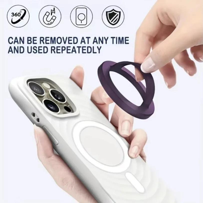 Magnetic Phone Ring Removable Waterproof Liquid Silicone Magnetic Phone Ring Holder Grip Attachment for iPhone & Android Cases