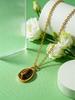 Irregular Geometric Tiger's Eye Pendant Necklace Gold Stainless Steel O-Chain Natural Stone Necklace Exquisite Party Jewelry