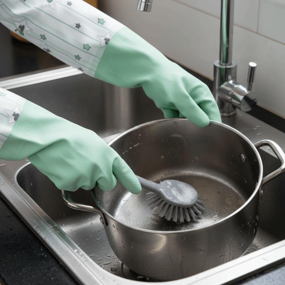 Velvet Dishwashing Gloves Long Cuff Kitchen Gloves Thickened Winter Gloves  Gardening