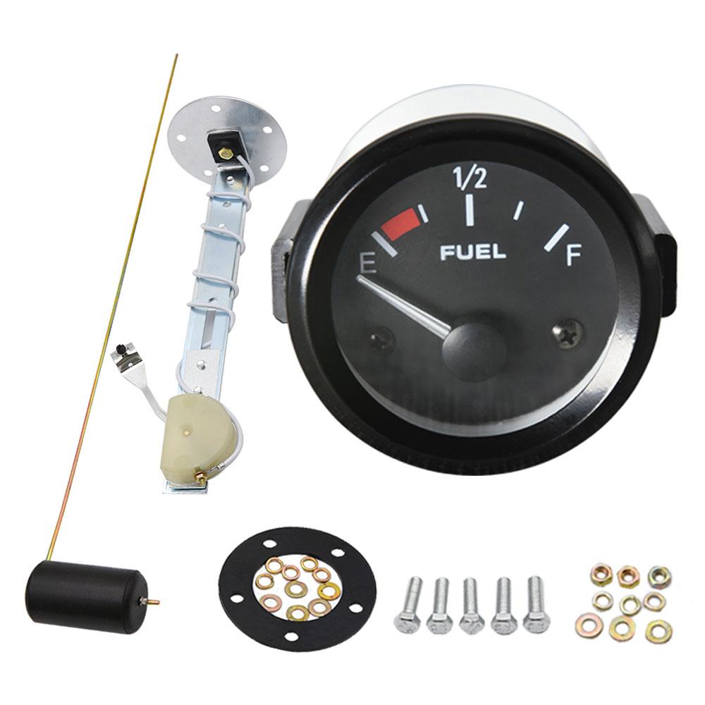 Fuel Gauge 2" 52mm Fuel Level Gauge Car Meter with Fuel Float Sensor White LED Light Black Rim Automotive Gauges 12V Car Gauge