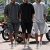 European Plus Size Casual Men's Set: Loose Short Sleeve T-shirt & Solid Color Shorts