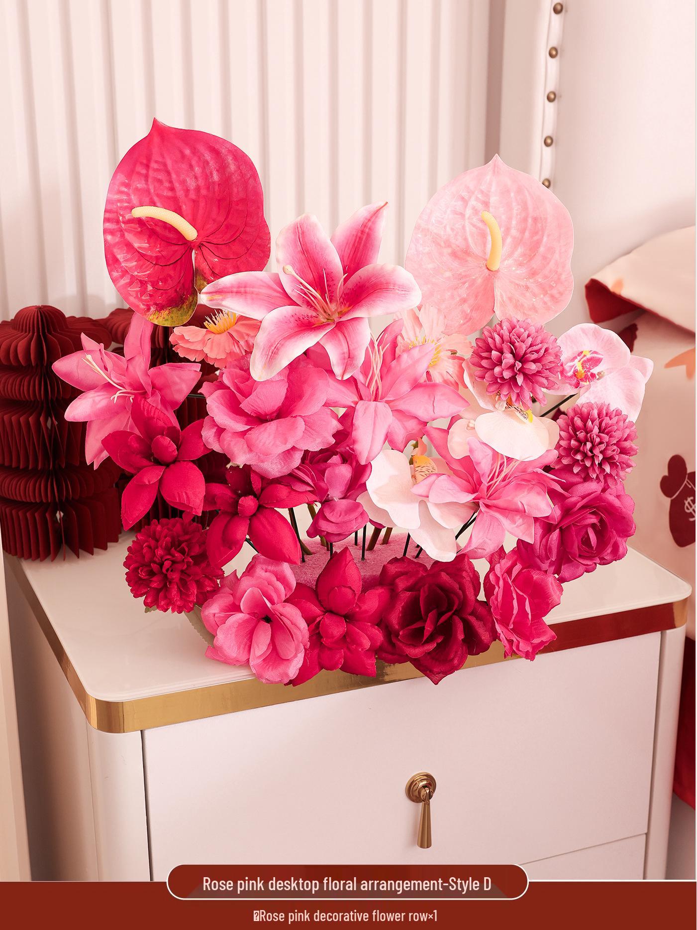 Chinese Wedding Artificial Flower Aisle Runner - Floral Arrangement Display for Engagements