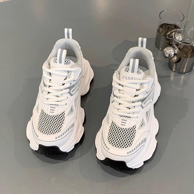 Campus Dad Shoes Women's Spring and Summer New Thick-soled Mesh Breathable Versatile Lightweight Sports and Leisure Shoes