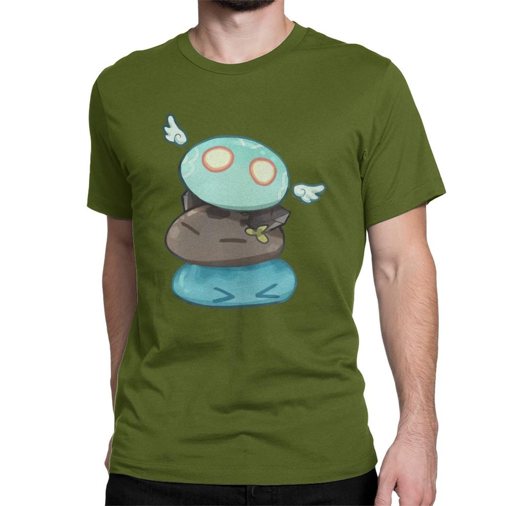 Anemo Hydro Slime Genshin Impact Slime Stack T Shirts Men S Cotton Vintage T Shirts