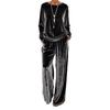 Women's Velvet Long Sleeve Top and Wide Leg Pants Set In 5 Colors