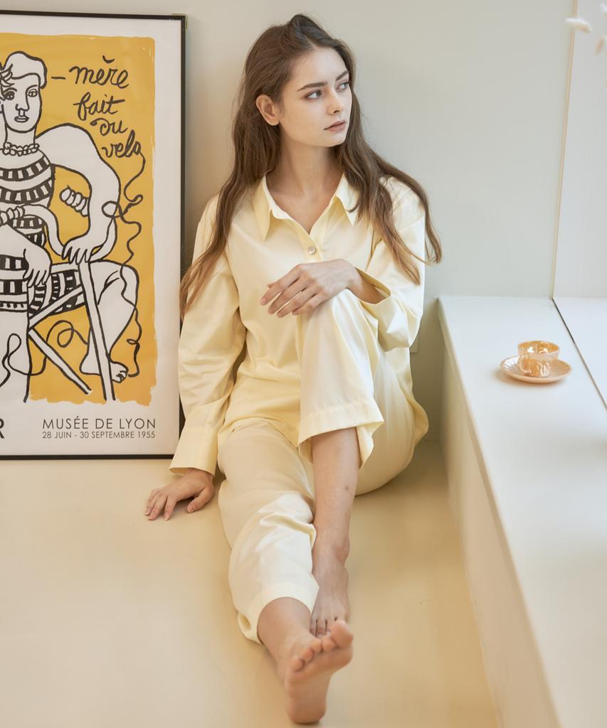 Keontueosong Yellow Cotton Modal Pajama Set