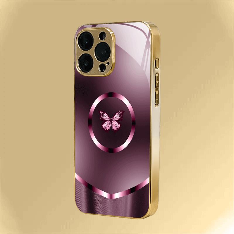 Einzigartige Schmetterling High-End Handyhülle Galvanisiertes Glas TPU Handyhülle für iPhone 17 16 15 14 13 12 11pm Pro Plus Sturzfest