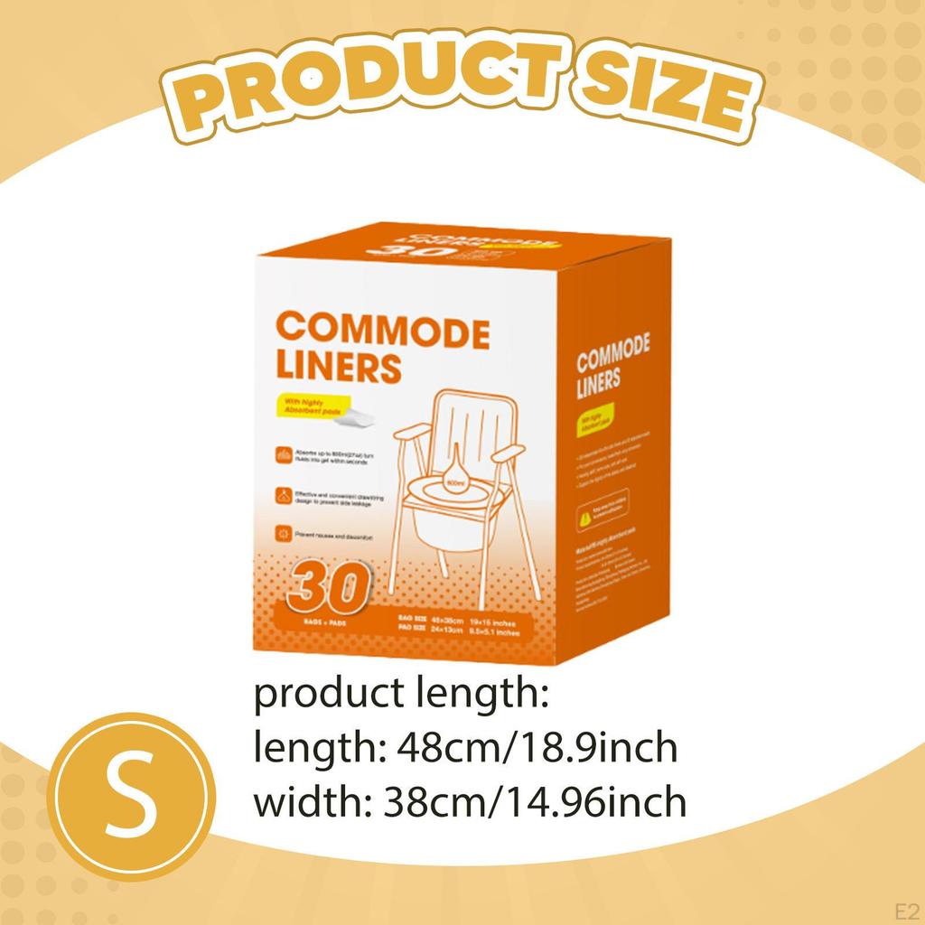 30x Commode Liners Camping Toilet Bucket for Potty Chair Men Women