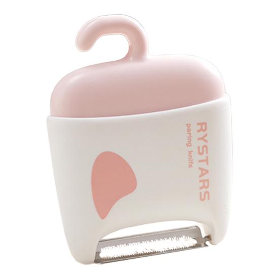 Fruit Vegetable Peeler with Cleaning Brush Sharp Stainless Steel Blade Peeler Smooth розовый