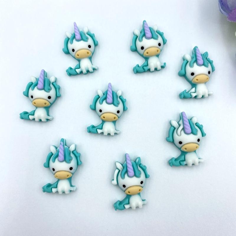 20pcs Hand Painted Resin Unicorn Flatback Cabochons For Hair Bow Centers DIY Scrapbooking Decor