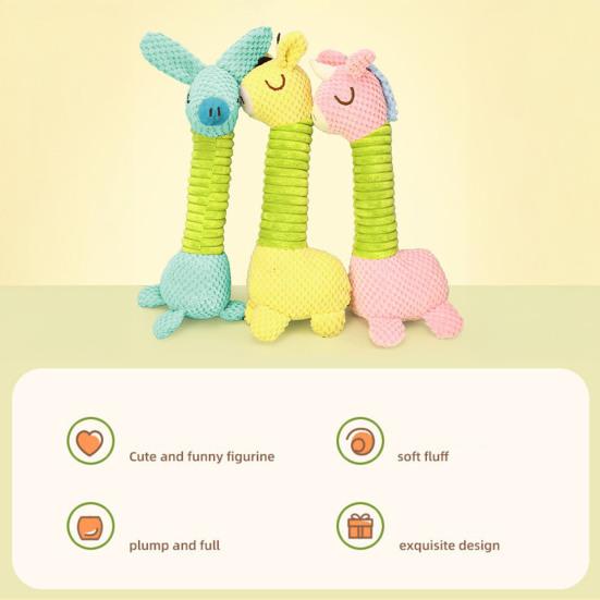 Pet Toy Pineapple Pattern Cartoon Giraffe Shape Bite-Resistant Plush Squeaky Dog Toy with Built-in Sound Long Neck Design Chew Toy