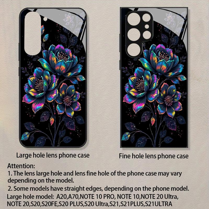 Holographic Lotus Pattern 2D Phone Case for Samsung S26 S25 S24 S23 S22 S21 S20 A56 A36 A16 - Glass Protective Cover