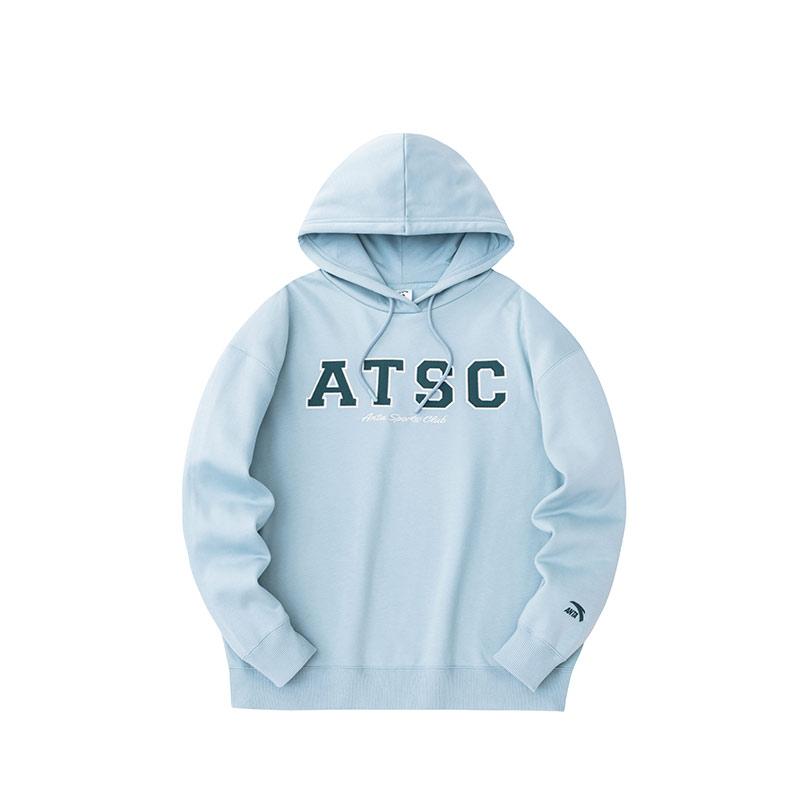 Anta Lifestyle Series Lettered Hooded Pullover Sweatshirt Women Sweatshirt Crab-Shell-Blue 162348709-2